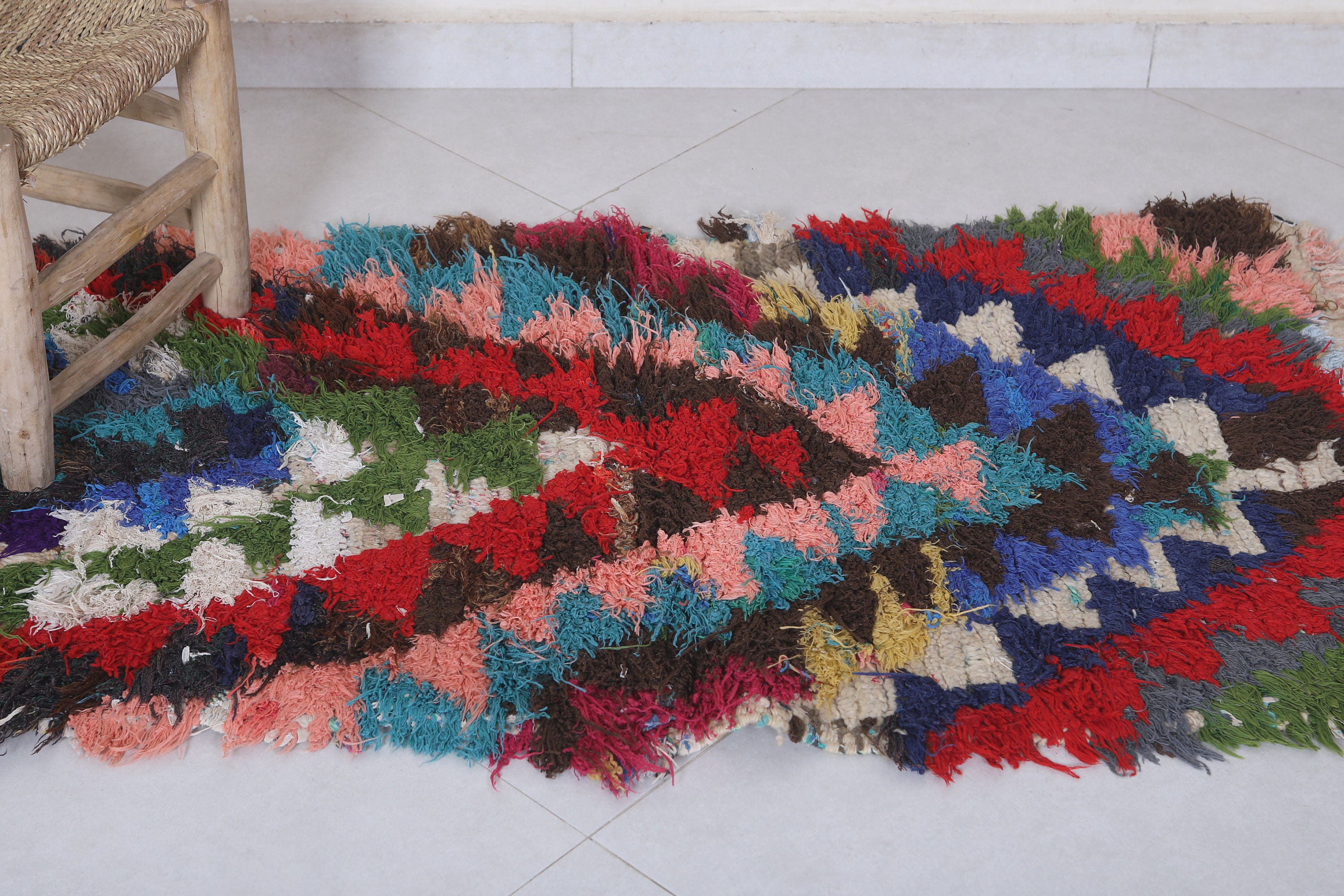 ヴィンテージ ランナーラグ 2.3 x 4.3 フィート ハンドメイド