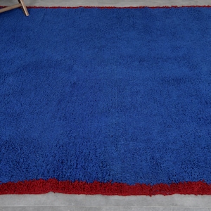 Moroccan rug blue Berber rug Custom Moroccan rug Beni ourain rug Handmade rug Plain Wool rug Solid blue rug custom made rugs image 3