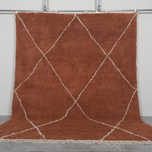 Beni ourain rug terracotta - Moroccan rug hand knotted - Berber rug  - Morocco rug - Custom handmade rug - Moroccan rug