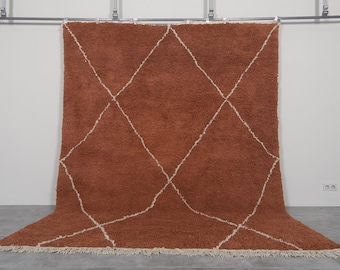 Beni ourain rug terracotta - Moroccan rug hand knotted - Berber rug  - Morocco rug - Custom handmade rug - Moroccan rug