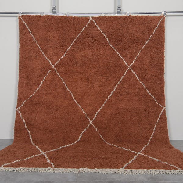 Beni ourain rug terracotta - Moroccan rug hand knotted - Berber rug  - Morocco rug - Custom handmade rug - Moroccan rug