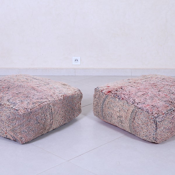 Moroccan Ottoman pouf 24 X 24“ Two Handmade pillows - Floor cushion - vintage pouf - floor pillow - oversized pillow - Ottoman pouf