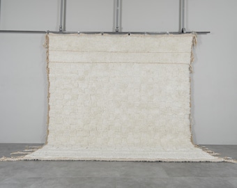 Moroccan rug checkered - Beni ourain rug - Beige checkered rug - Handmade rug - Moroccan rug - Berber rug - Wool area rug - Morocco rug