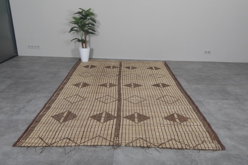 Reed Rug Vintage Tuareg Mat 6.7 X 10 Feet Mauritanian Mat Reed Rug - Vintage ...