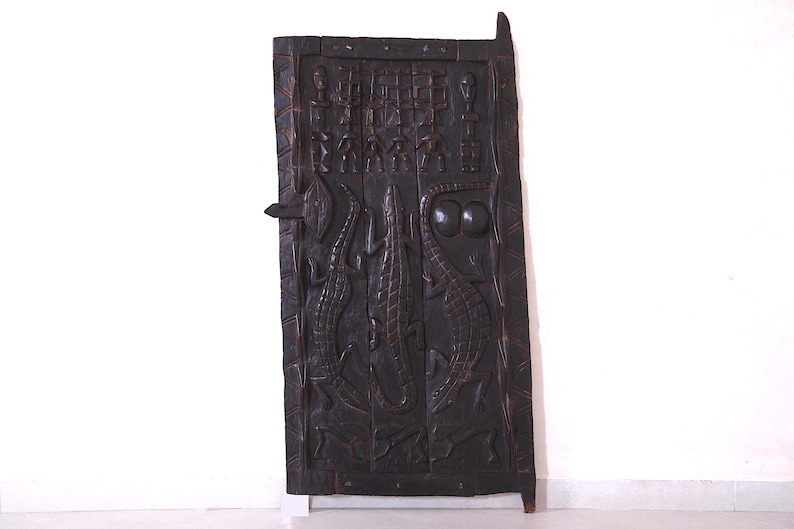 Vintage African Wood Door, Wall Art Dogon African Wood Granary House