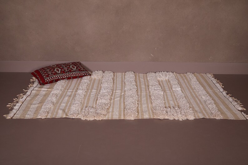 hand knotted rug Wedding rug Handwoven blanket throw 3.6 FT X 6.3 FT Moroccan rug Rag rug Vintage berber rug