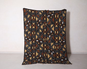 African vintage textile 5.2x7 feet rug - Handmade tribal geometric wool rug - Bold ethnic wall or floor rug -Boho african mudcloth style rug