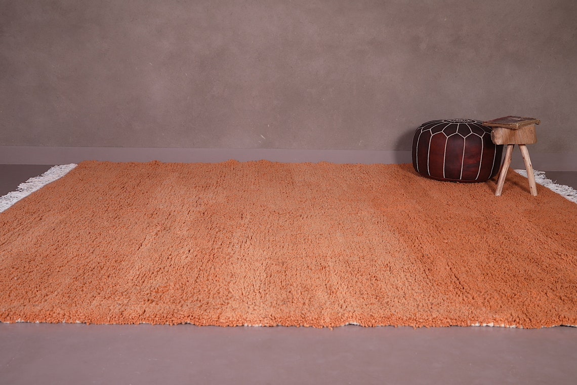 Moroccan peach rug Solid peach rug Plain peach rug Wool Etsy