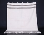 Striped Moroccan rug 6.2 X 7.5 Feet - Handmade Berber carpet - Brown and white rug kilim - Moroccan blanket - Woven Floor rug