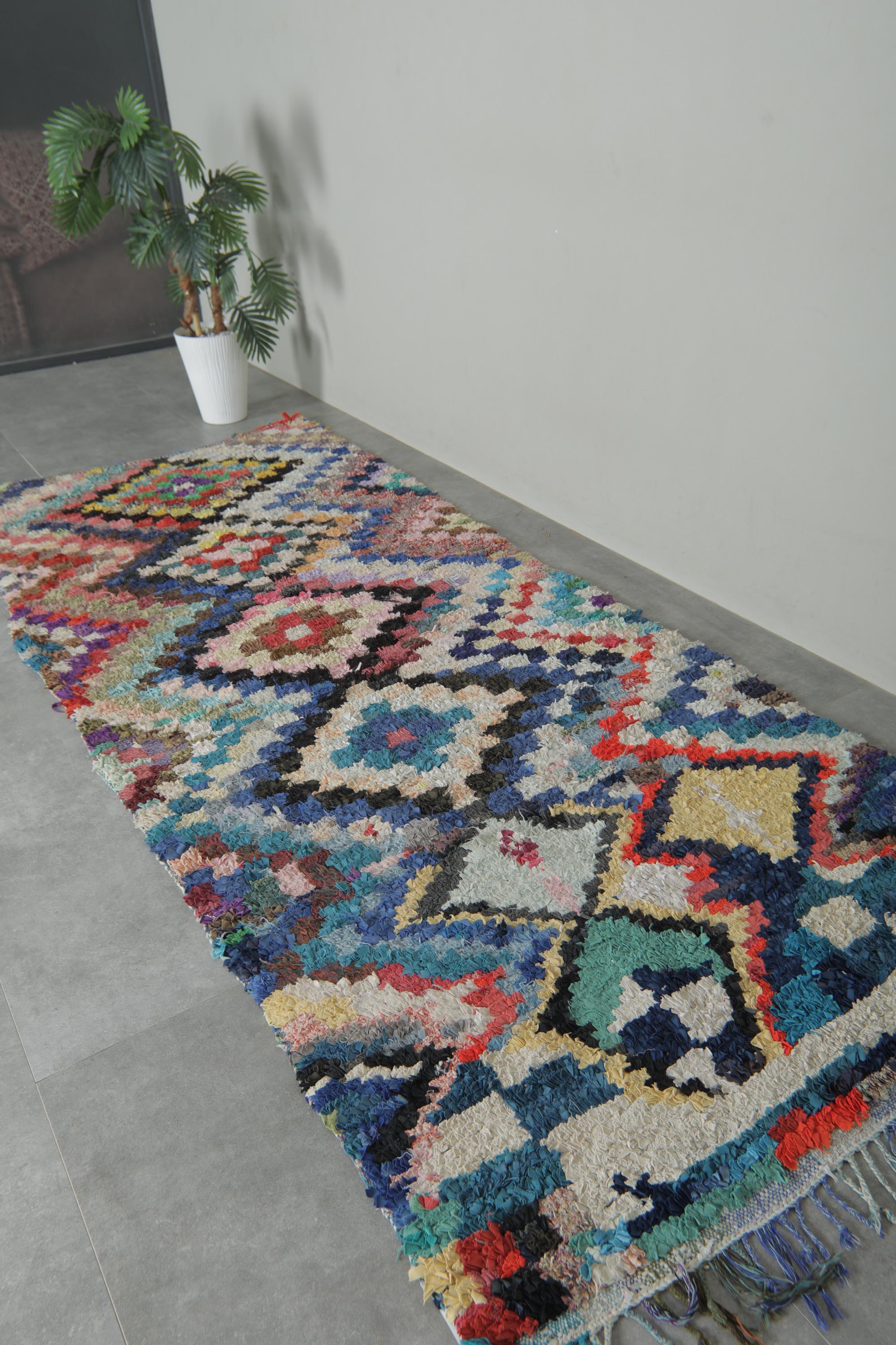 ランナーモロッコラグ 4 x 9.6フィート ヴィンテージベルベルラグ