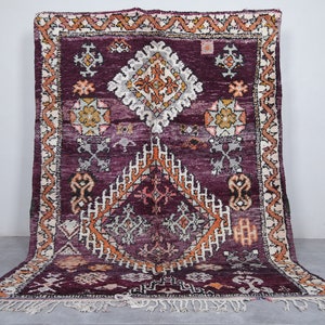 Purple Moroccan rug 5.9 x 8.2 feet Vintage purple berber wool rug - Tribal handmade Berber rug - Boho living room area moroccan rug vintage