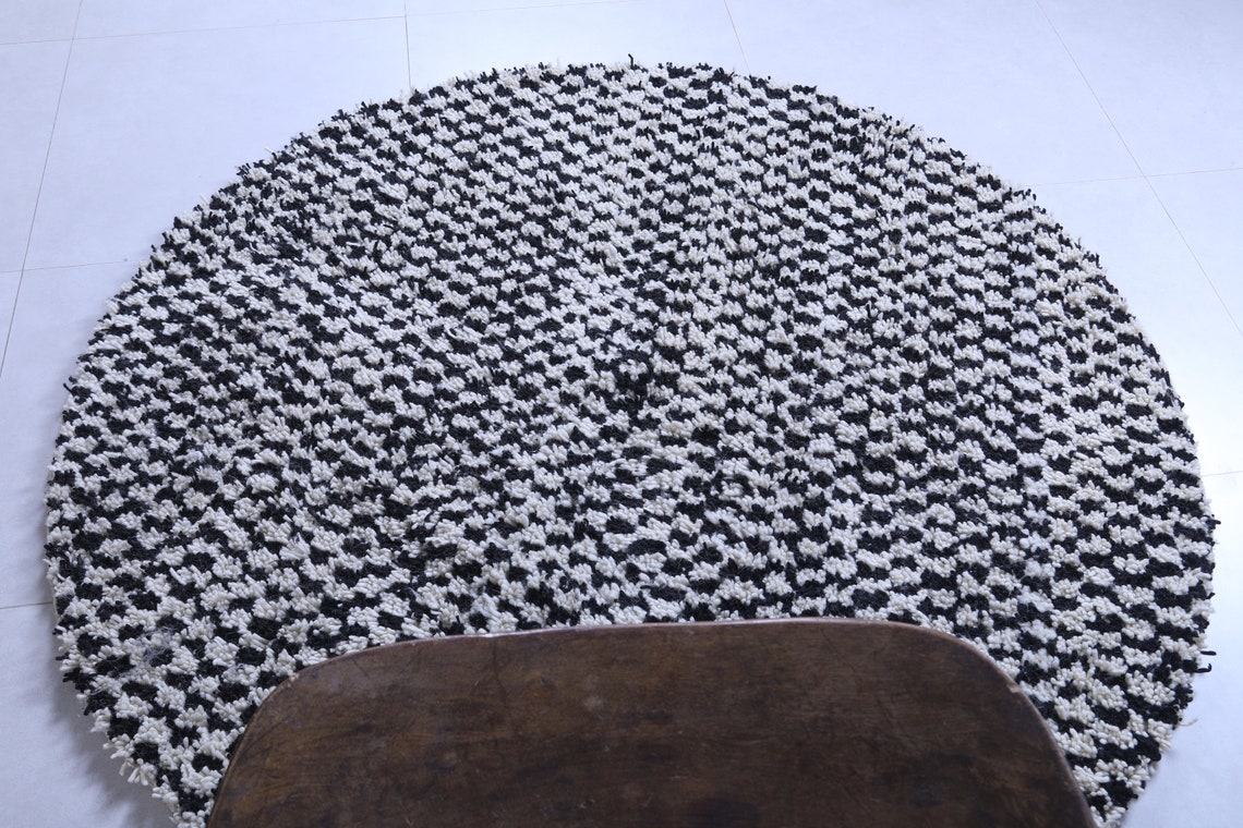 Black and White Rug - Checkered Round Rug - Berber Round Rug - Custom ...