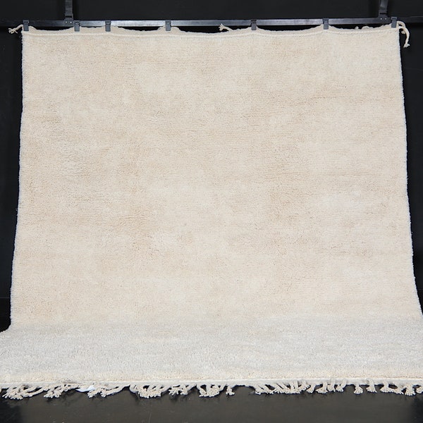 Moroccan rug Ivory - Solid creamy rug - Plain cream rug - Wool Berber rug - Beni ourain rug - Custom rug - Handmade rug - Moroccan area rug