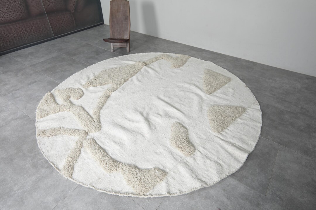 Morocco Round Rug Pattern Moroccan rug Rounded 8.6 Feet Handmade Flat Woven Rug - Morocco Rug ...