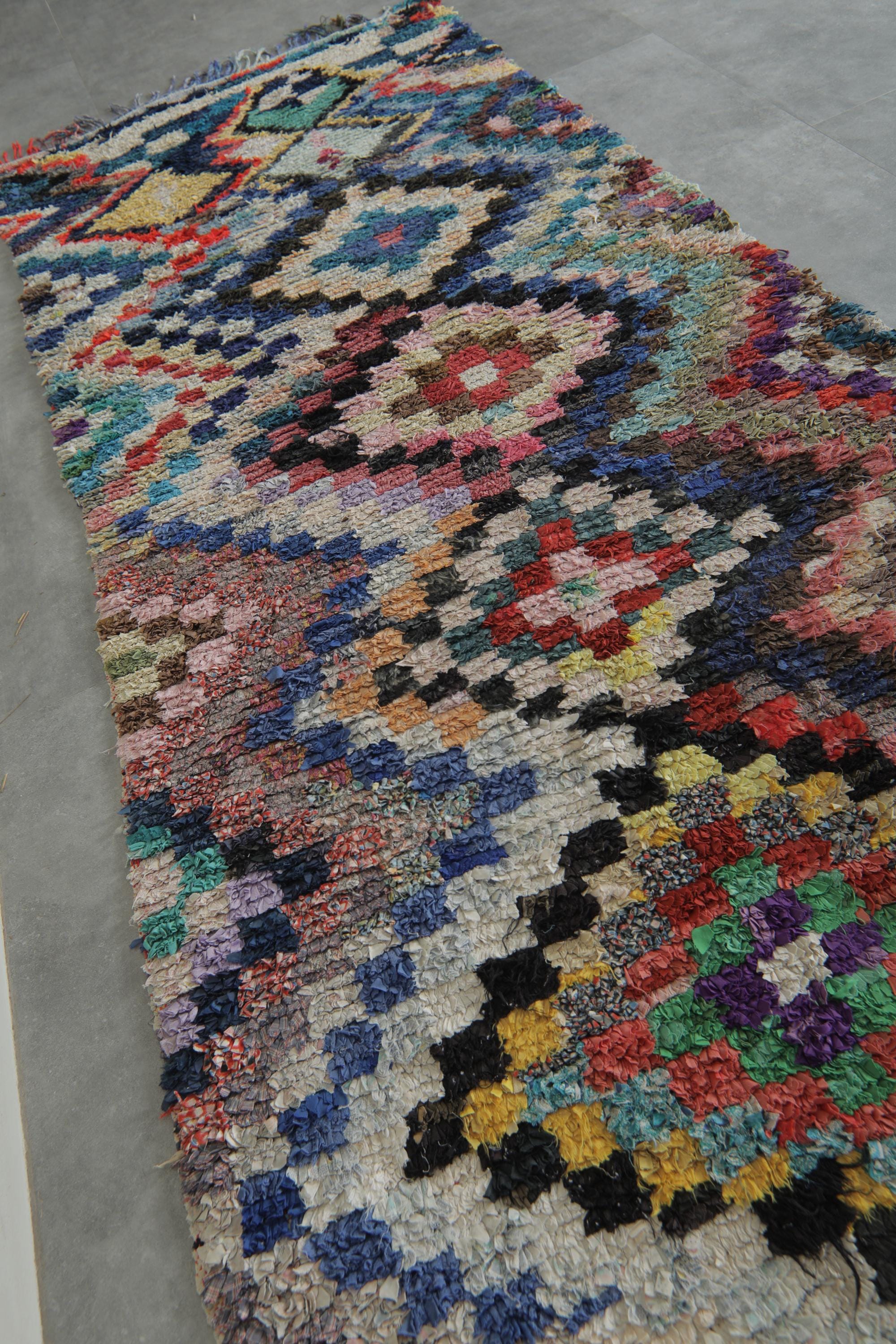 ランナーモロッコラグ 4 x 9.6フィート ヴィンテージベルベルラグ