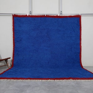Moroccan rug blue Berber rug Custom Moroccan rug Beni ourain rug Handmade rug Plain Wool rug Solid blue rug custom made rugs image 1