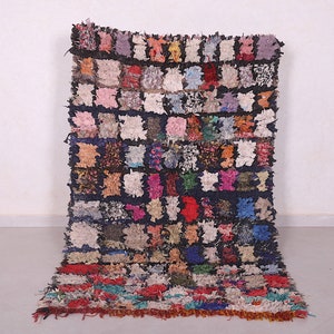 Bohemian Moroccan rug 3.7 x 6.1 feet vintage berber rug - old rug - moroccan rug - boucherouite rug - checkered rug - morocco rug
