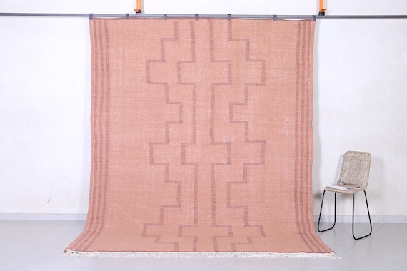 Handwoven Moroccan kilim Terracotta -Custom size rug - Tuareg style rug - Wool rug - Moroccan rug - Tribal rug - moroccan area rug
