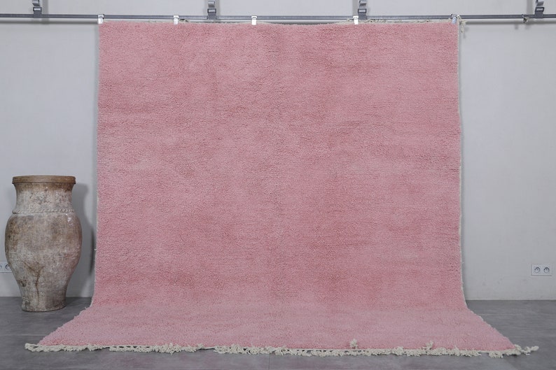 Moroccan rug millennial pink - Solid rug - Moroccan plain rug - Handmade rug - Beni ourain rug - Moroccan area rug - Morocco rug image 3
