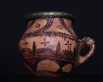 Vintage moroccan pottery 5.5 w x 5.5 inches h old berber vase - handmade ceramic pottery -berber pottery - old pottery - ceramic pot