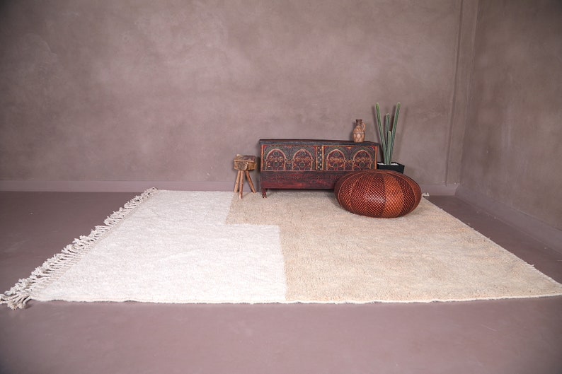 Moroccan rug contemporary Berber Moroccan rug contemporary Ivory rug Beni ourain rug Custom rug Handmade rug Moroccan area rug image 3