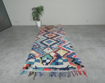 ランナーモロッコラグ 4 x 9.6フィート ヴィンテージベルベルラグ