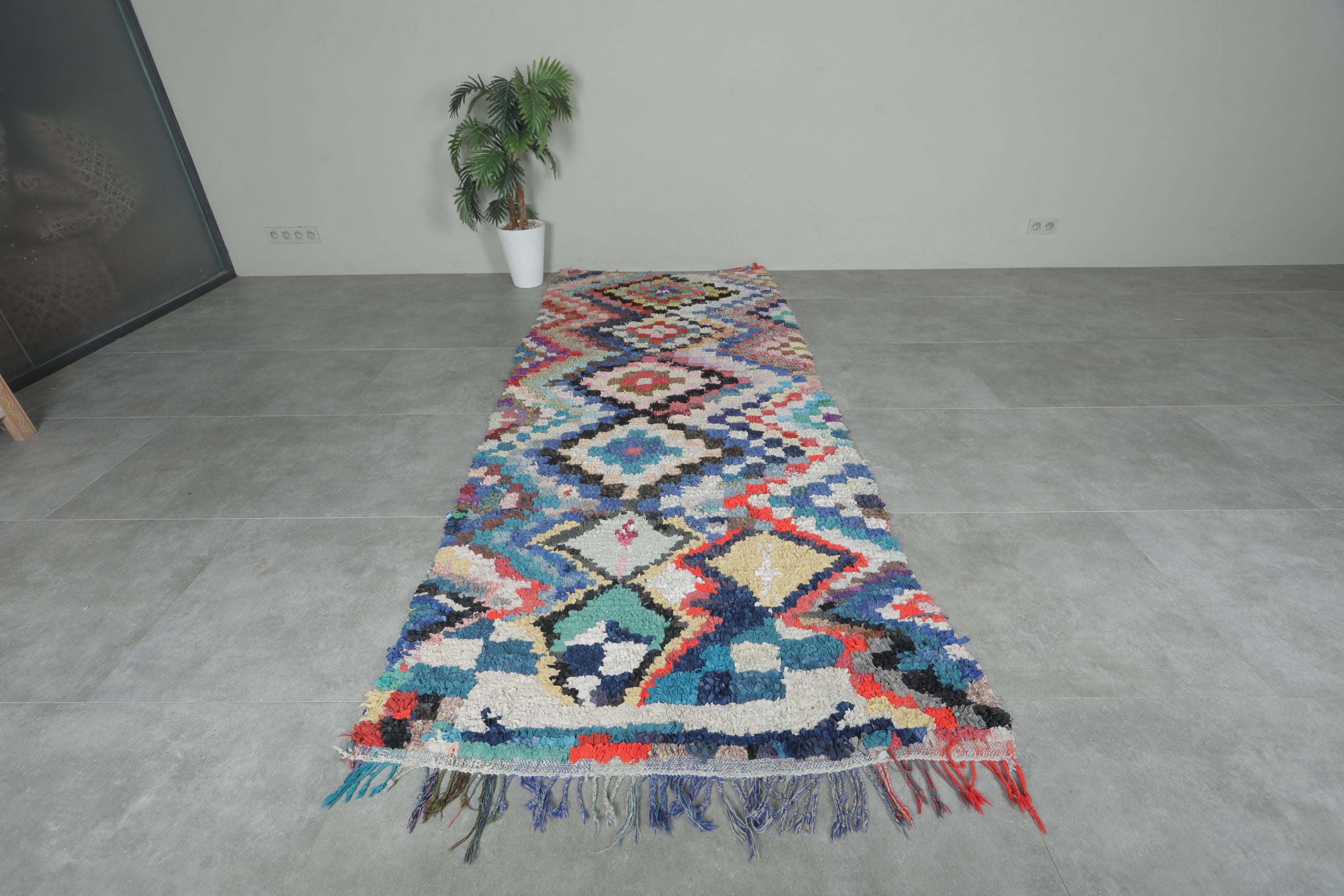 ランナーモロッコラグ 4 x 9.6フィート ヴィンテージベルベルラグ