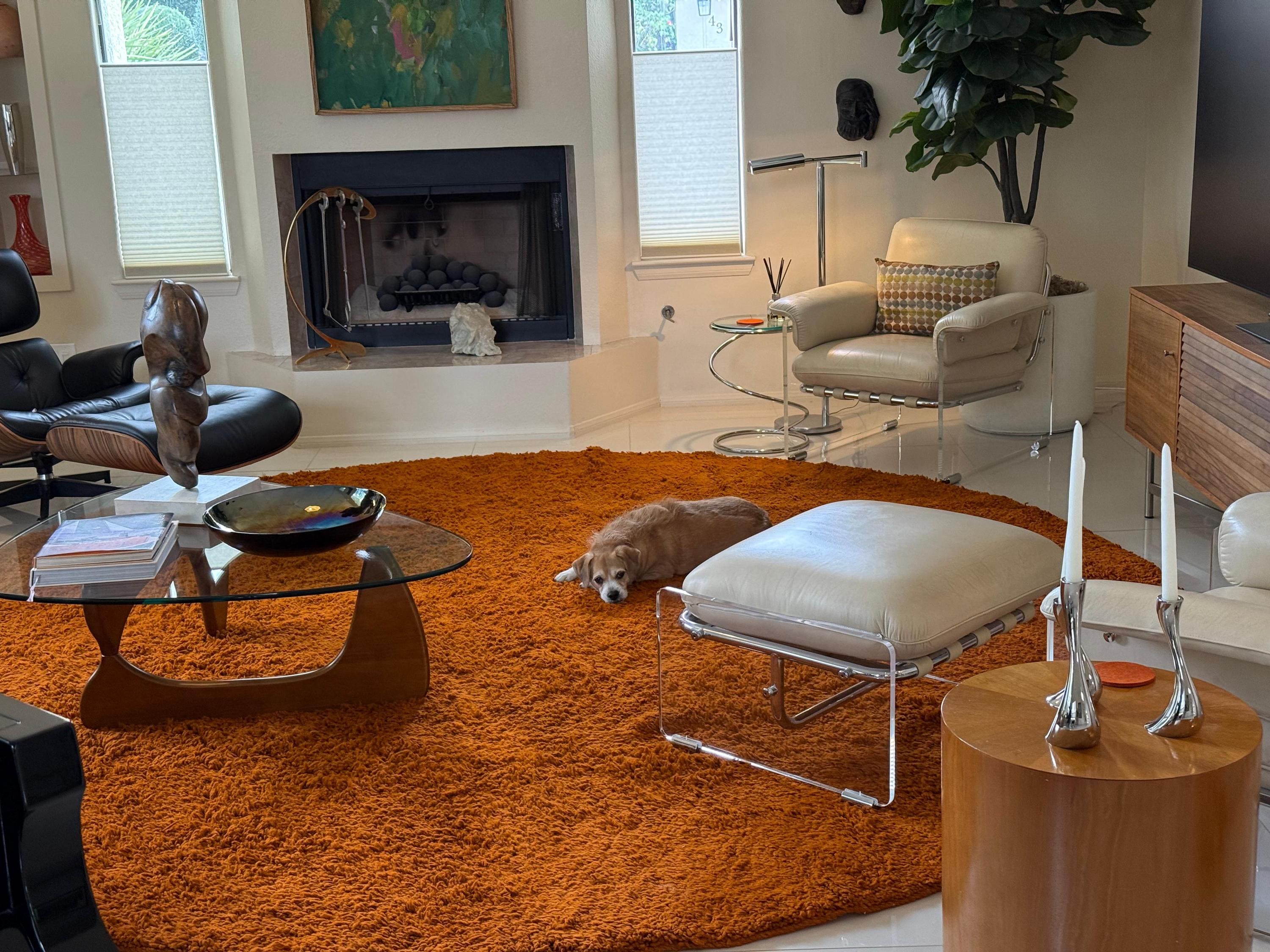 Moroccan orange round rug wool - Plain round rug - Moroccan round rug - Circle rug - Berber area rug - Handmade rug