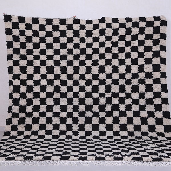 Checkered rug - Moroccan rug Checkered - Black and white checkered rug - Handmade rug - Moroccan rug - checkerboard rug - Beni ourain rug