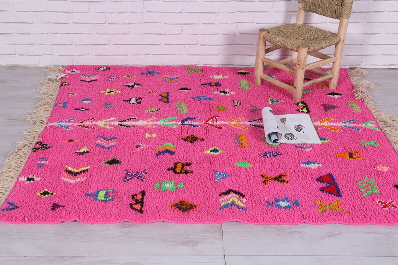 Moroccan Rug Pink Beni Ourain Rug Wool Berber Rug Custom Etsy