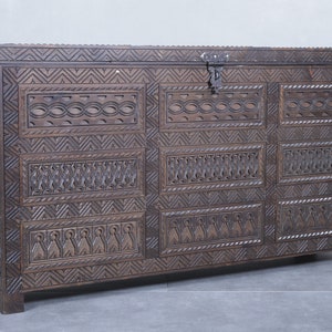 Custom moroccan wood trunk dark - handcrafted moroccan chest - berber wooden trunk - handmade chest - wooden trunk - handmade box