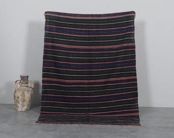 Handwoven Handira rug 4 x 5.7 feet berber kilim rug - moroccan berber rug - vintage rug kilim - hand woven rug - wool rug