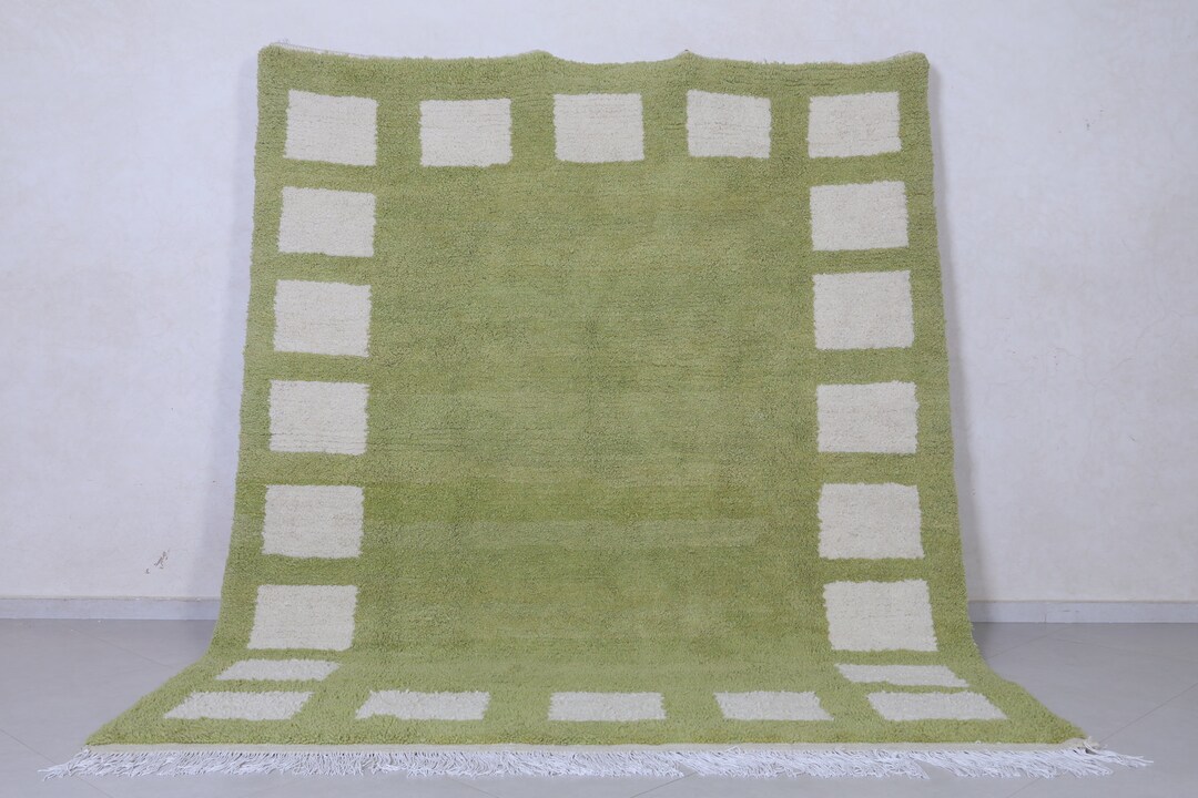 Moroccan Rug Sage Green Custom Rug Handmade Rug Genuine Lamb Wool