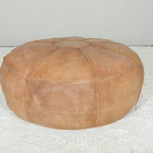 Moroccan leather pouf 40.1 x 15.7 inches Rounded pouf - Free shipping - leather original - Unstuffed pouf -Interior design - Home decor