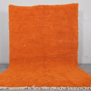 Moroccan orange rug - Beni ourain orange rug - Wool berber rug - Custom rug - Handmade rug - Genuine lamb wool - Orange carpet