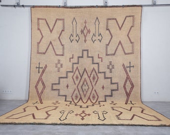 Large Nomad Tuareg rug 10.1 x 13.9 Feet Mauritanian Reed mat - Vintage African rug - Tribal Sahara rug - Old nomad reed mats - Tuareg rug