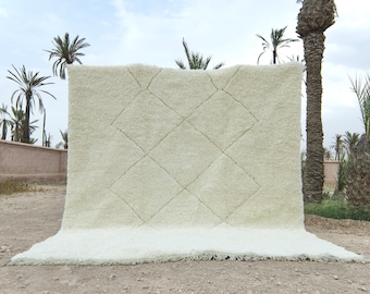 Beni ourain rug beige - Berber moroccan rug - Custom size rug - Minimalist rug - Genuine lamb wool - Berber rug - Handmade rug - Wool rug
