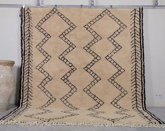 Moroccan rug beige - Beni ourain rug - Hand knotted berber rug - Custom rug - Handmade rug - Genuine lamb wool - Moroccan beige rug