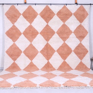 Moroccan rug hand knotted - Beni ourain rug - All wool berber rug - Custom rug - Handmade rug - Peach moroccan rug - Wool rug