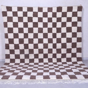 Checkered brown rug - Moroccan rug - Checkered rug - Brown checkered rug - Handmade rug - Moroccan rug - Checkered rug - Beni ourain rug
