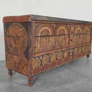 Moroccan trunk - berber wooden trunk - vintage trunk - wooden trunk - h 22 inches x w 51.1 inches x d 13.7 inches - moroccan trunk - chest