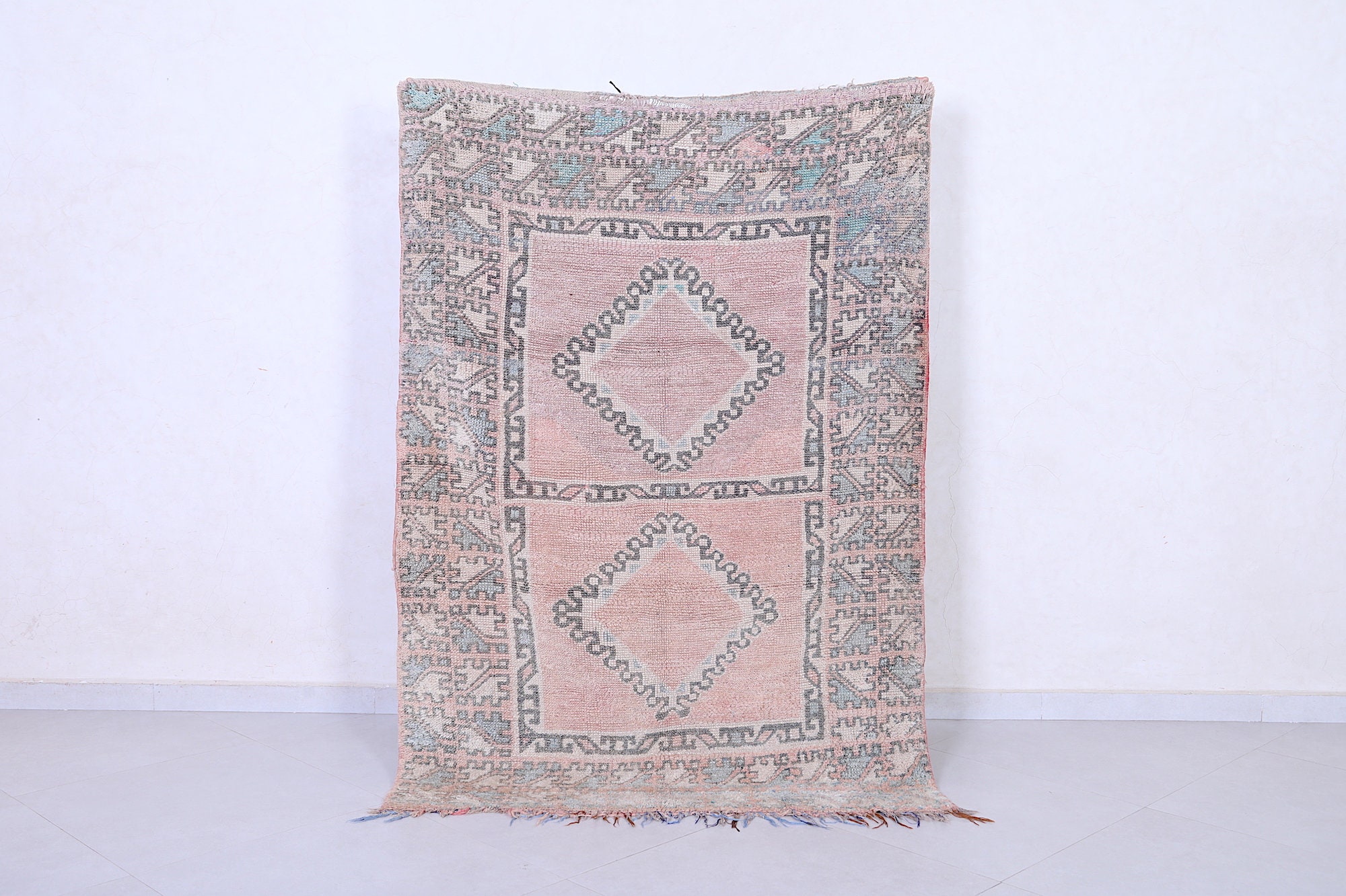 Tapis Marocain Vintage 4.1 Ft X 5.9 - Tapis Berbère Fait à La Main Boho Vieux Tapis en Laine