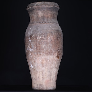 Big pottery vase 19.6 inches w x 43.7 inches h - antique clay vessel - old vintage moroccan - pottery decor - Amazing pottery