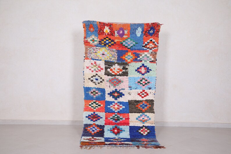 Boucherouite rug Azilal carpet Handmade rug Wool rug Moroccan berber rug 3.3 FT X 6.5 FT Moroccan area rug