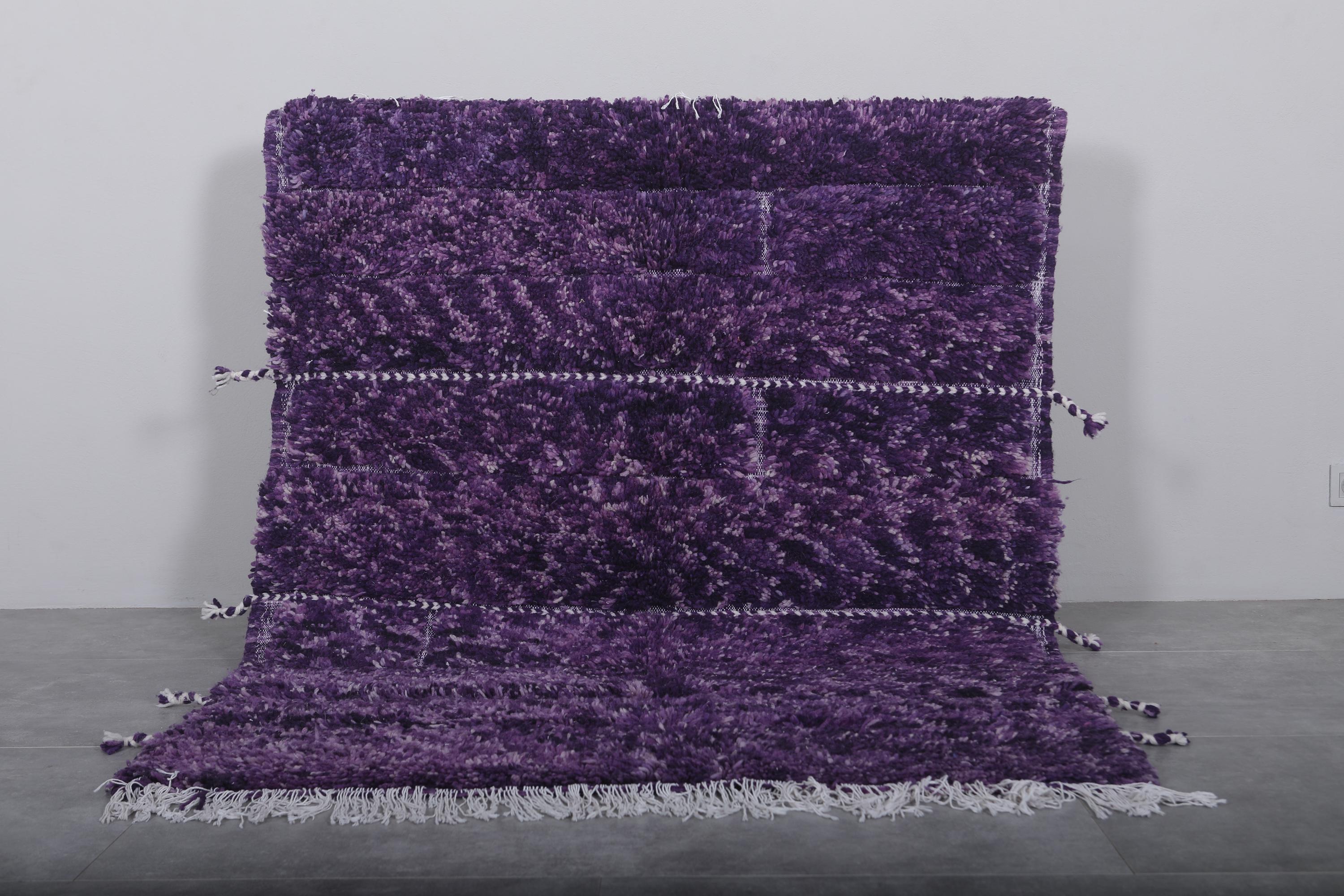 【現地買付・新品】モロッコ ハンベルラグ 手織り モロッコ絨毯 4.6 x 6.1 フィート モロッコ パープル ラグ - ベルベル