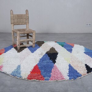 Custom Boucherouite Round rug - Moroccan round rug - Berber rug - Round rug - Handmade rug - Amazing circle rug - Morocco rug