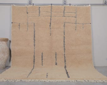 Moroccan rug beige - Moroccan hand knotted rug - All wool berber rug - Beni ourain rug - Custom rug - Handmade rug - Moroccan area rug
