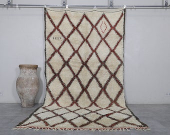 Handmade Berber rug 6.3 x 11.9 Feet Morocco Trellis rug - Beni ourain rug beige - Moroccan berber rug - Hand knotted rug