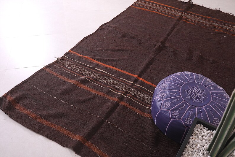 Runner Moroccan Brown Rug 5.3 X 9.8 Feet Flat Woven Vintage Etsy