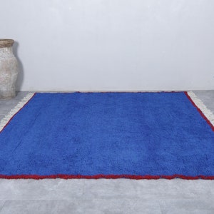 Moroccan rug blue Berber rug Custom Moroccan rug Beni ourain rug Handmade rug Plain Wool rug Solid blue rug custom made rugs image 2